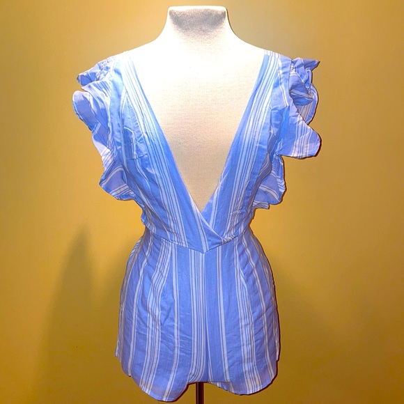 Luxxel Pants - Blue Striped Romper